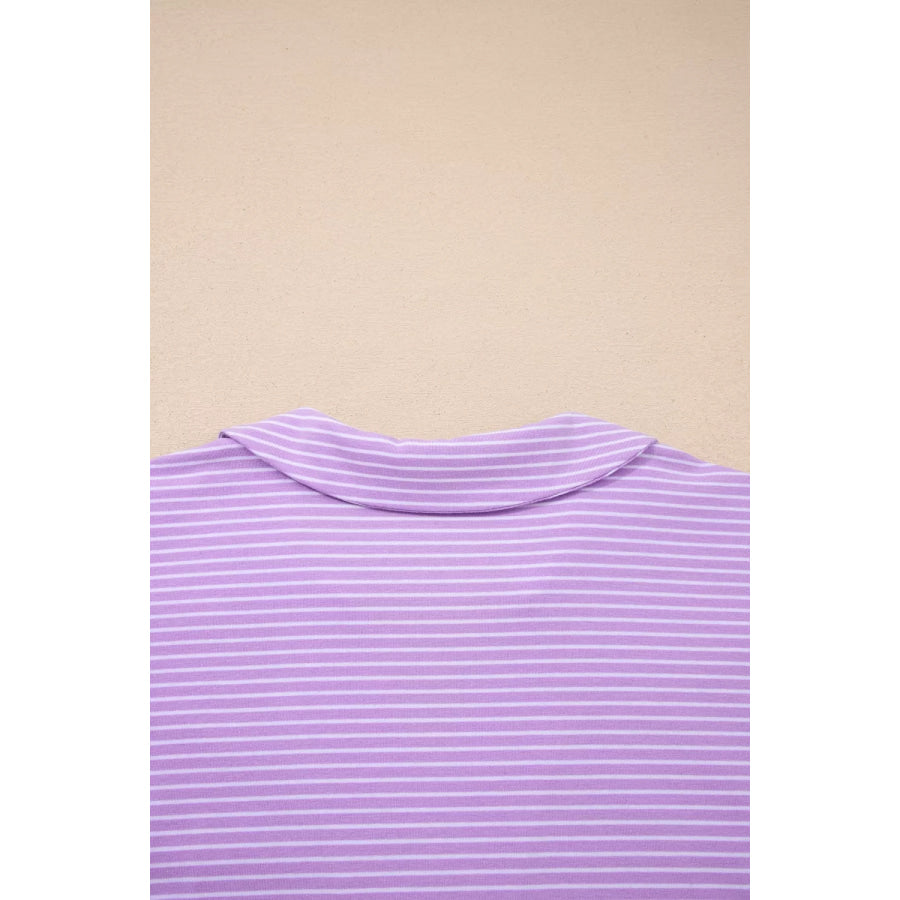 Stripe Dolman Sleeve Polo Shirt and Drawstring Shorts Set Apparel and Accessories