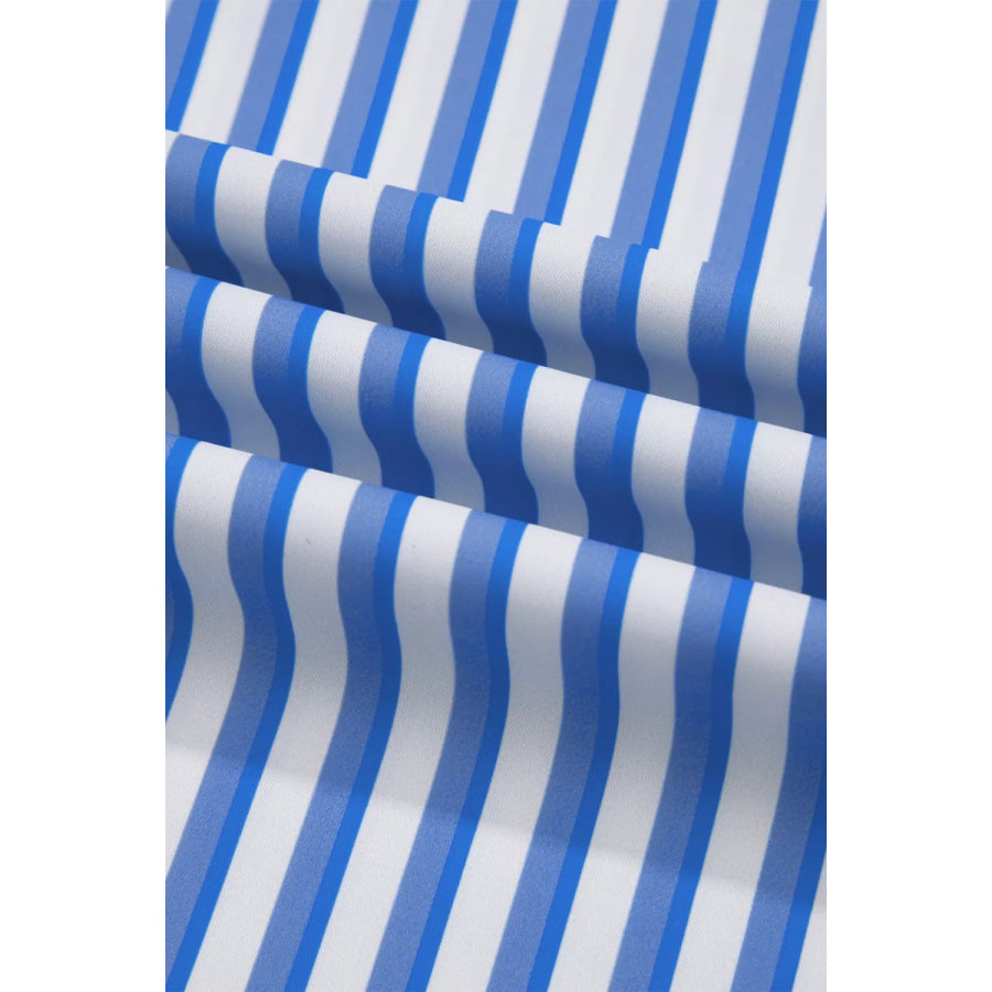 Stripe Drawstring Elastic Waist Patch Pocket Wide Leg Ankle-length Pants Apparel and Accessories