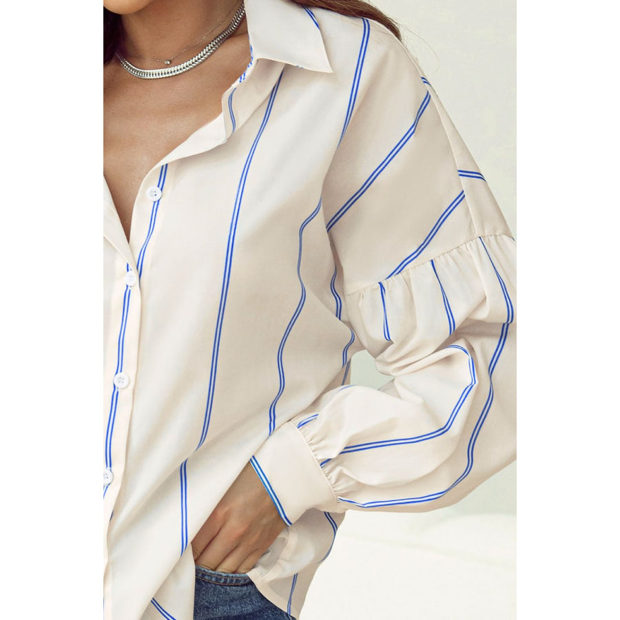 Stripe Drop Shoulder Long Sleeve Shirt Apparel and Accessories