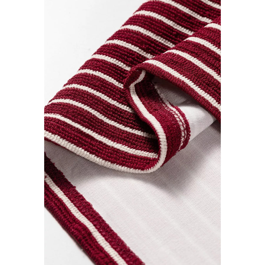 Stripe Drop Shoulder Long Sleeve Top Apparel and Accessories