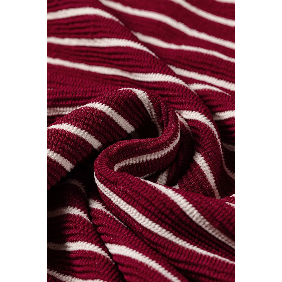 Stripe Drop Shoulder Long Sleeve Top Apparel and Accessories
