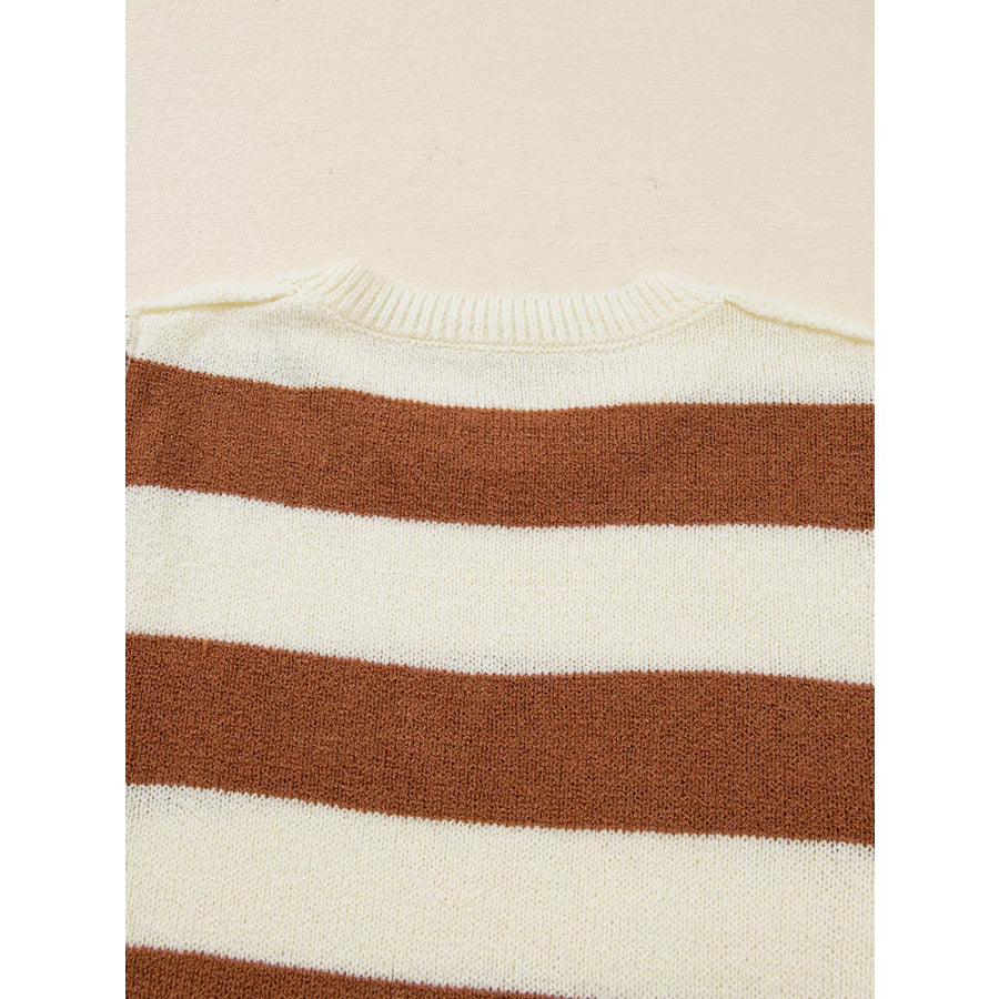 Stripe Drop Shoulder Sleeve Patchwork Baggy Sweater Apparel and Accessories