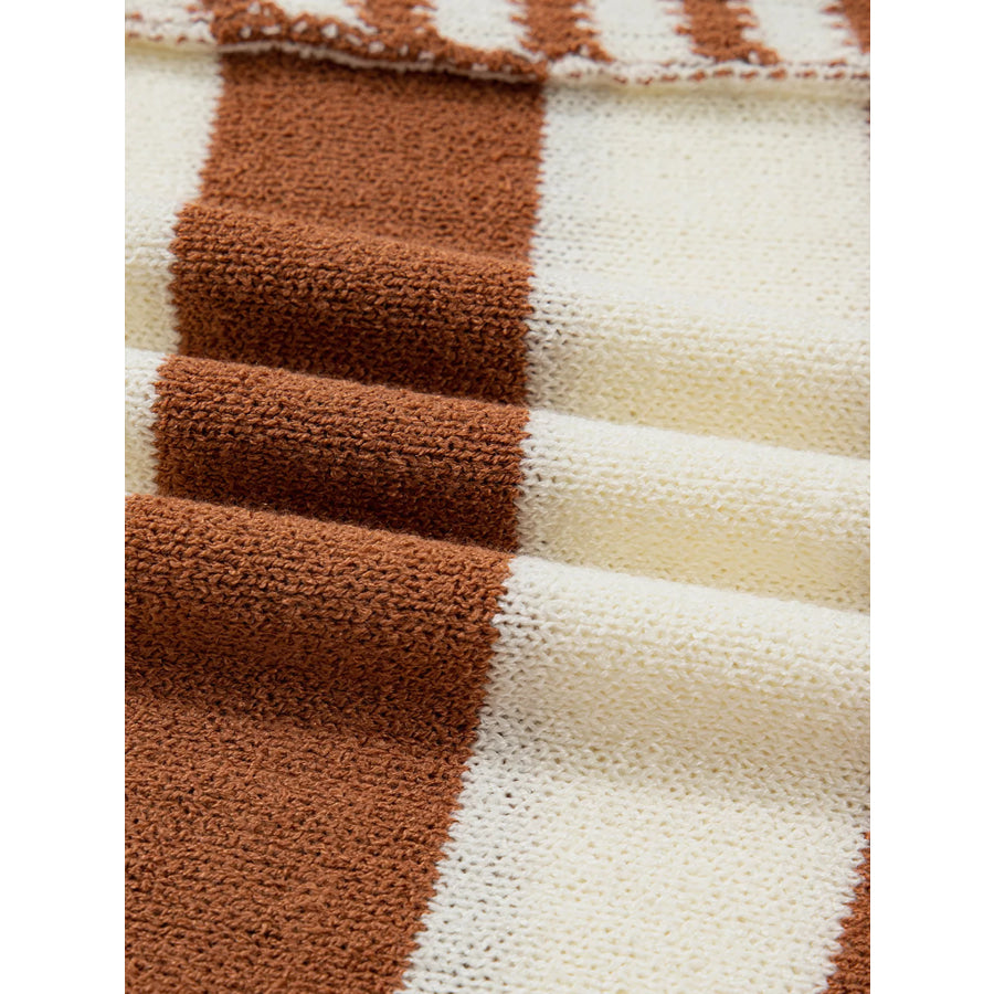 Stripe Drop Shoulder Sleeve Patchwork Baggy Sweater Apparel and Accessories