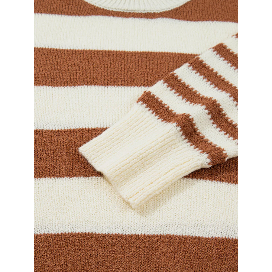 Stripe Drop Shoulder Sleeve Patchwork Baggy Sweater Apparel and Accessories
