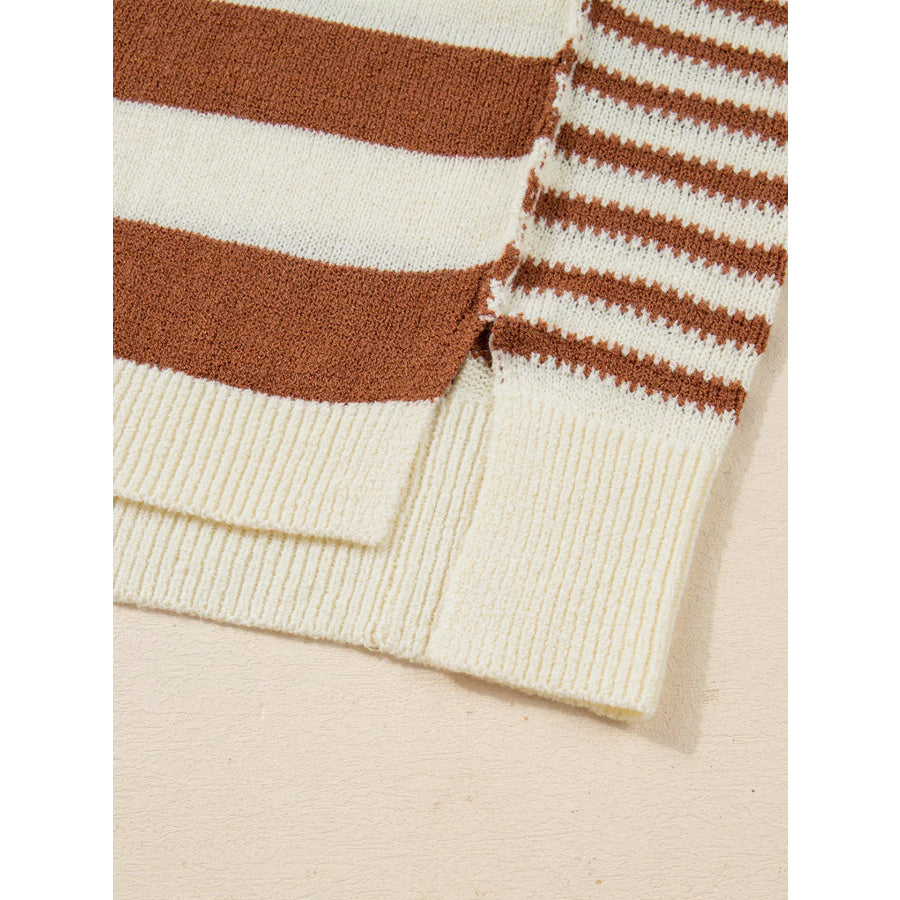 Stripe Drop Shoulder Sleeve Patchwork Baggy Sweater Apparel and Accessories