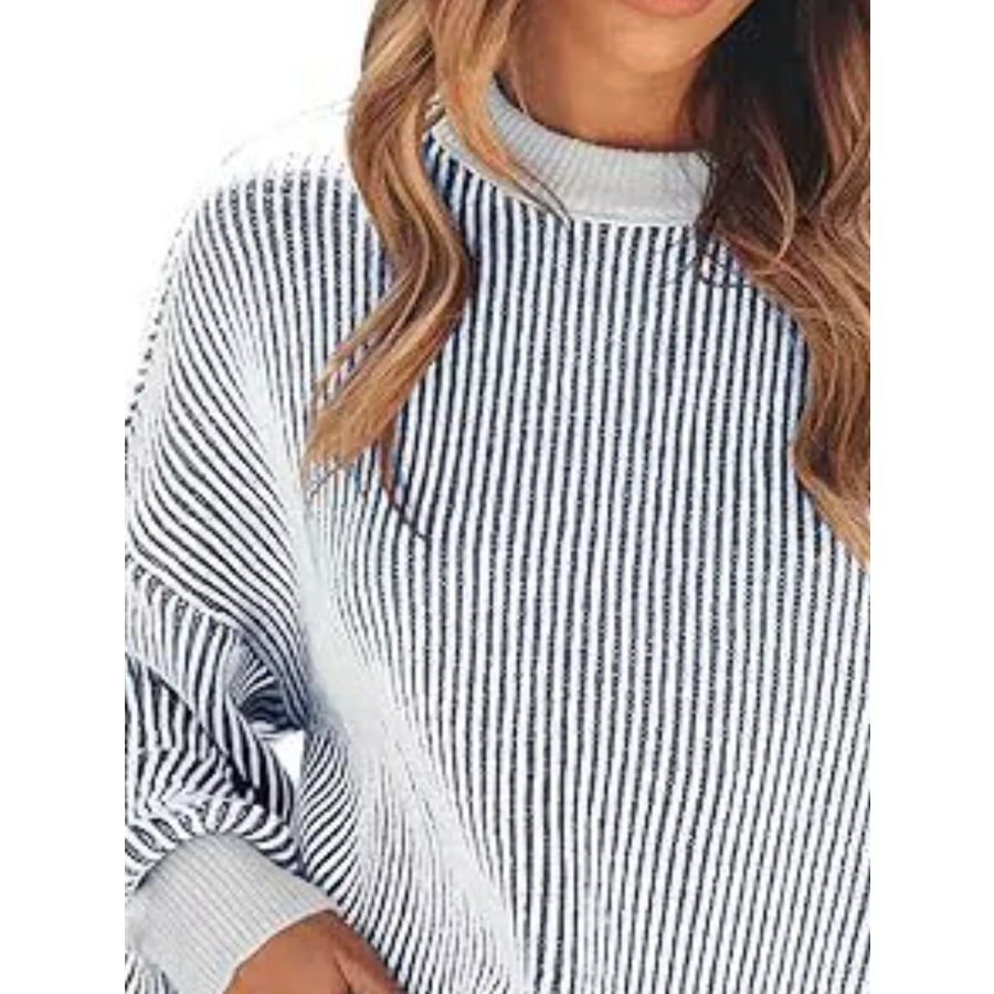 Stripe Dropped Shoulder Sweater Apparel and Accessories