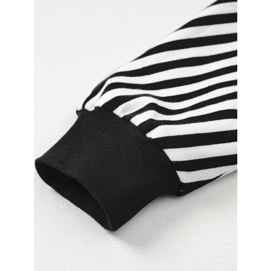 Stripe Exposed Seam Drop Shoulder Casual Pullover Top Apparel and Accessories