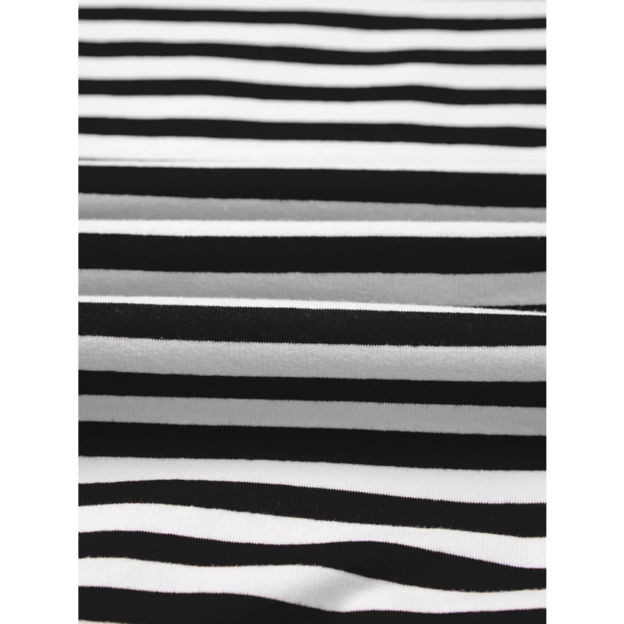 Stripe Exposed Seam Drop Shoulder Casual Pullover Top Apparel and Accessories