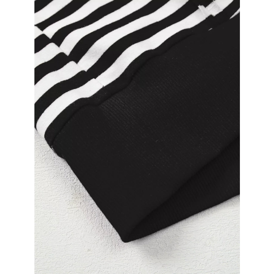 Stripe Exposed Seam Drop Shoulder Casual Pullover Top Apparel and Accessories