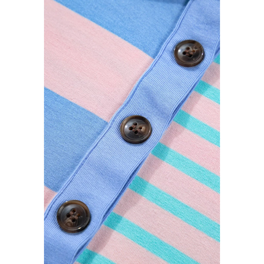 Stripe Exposed Seam Mixed Patchwork Loose Short Set Apparel and Accessories