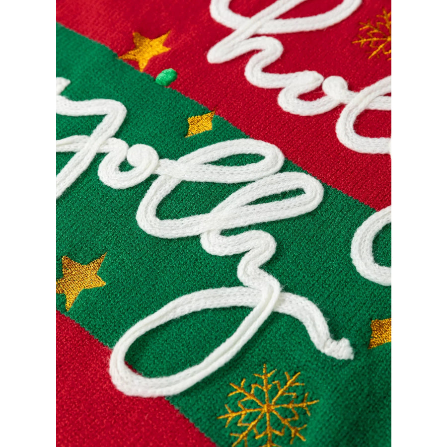 Stripe Festive Holly Jolly Sequin Christmas Holiday Sweater Apparel and Accessories