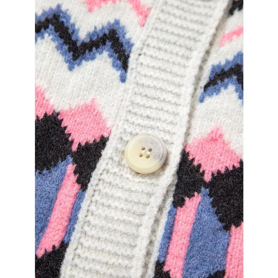 Stripe Geometric Button Up Sweater Cardigan Apparel and Accessories