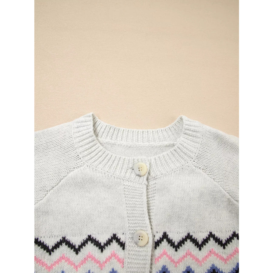 Stripe Geometric Button Up Sweater Cardigan Apparel and Accessories