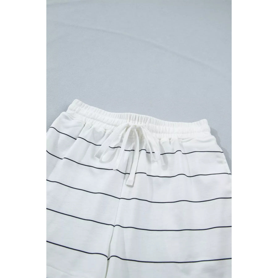 Stripe Half Sleeve Tee and Drawstring Shorts Set Apparel and Accessories