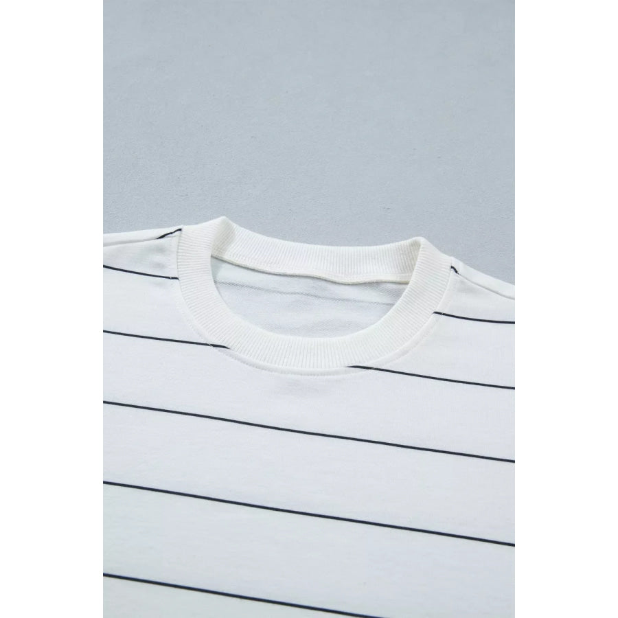 Stripe Half Sleeve Tee and Drawstring Shorts Set Apparel and Accessories
