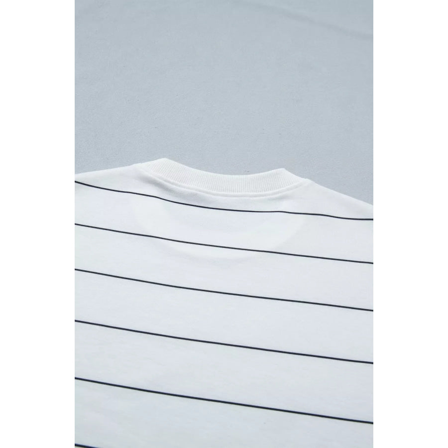 Stripe Half Sleeve Tee and Drawstring Shorts Set Apparel and Accessories