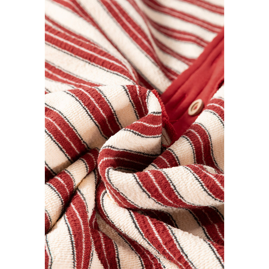 Stripe Johnny Collar Drop Shoulder Sweatshirt Apparel and Accessories