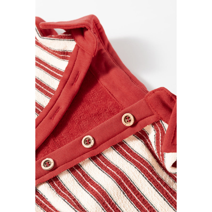 Stripe Johnny Collar Drop Shoulder Sweatshirt Apparel and Accessories