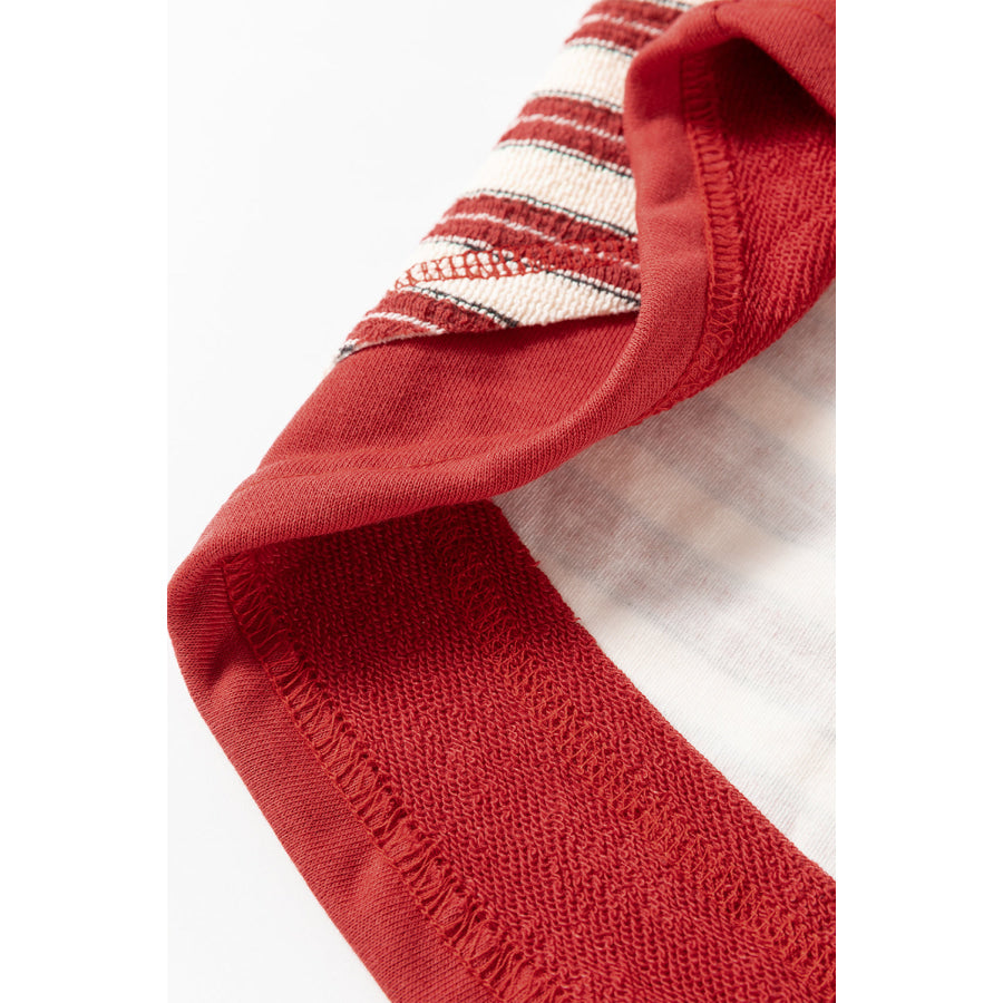 Stripe Johnny Collar Drop Shoulder Sweatshirt Apparel and Accessories