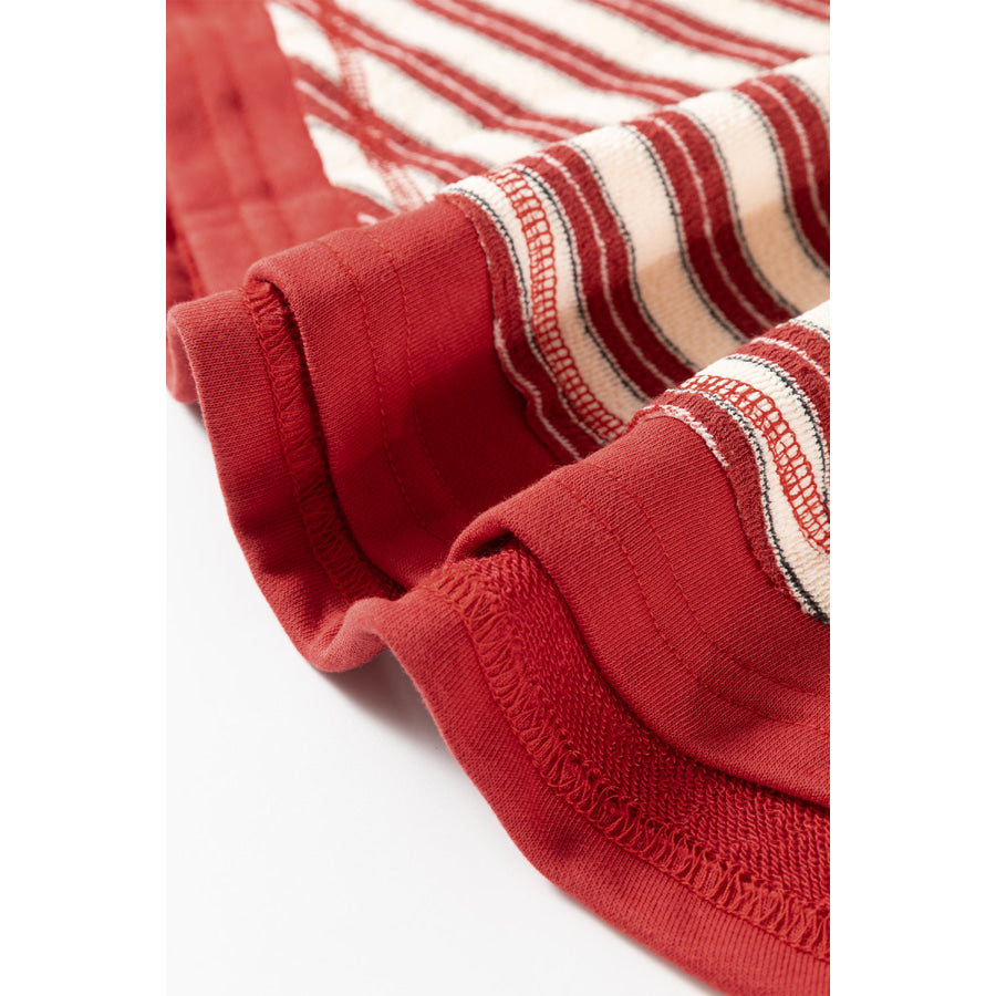 Stripe Johnny Collar Drop Shoulder Sweatshirt Apparel and Accessories