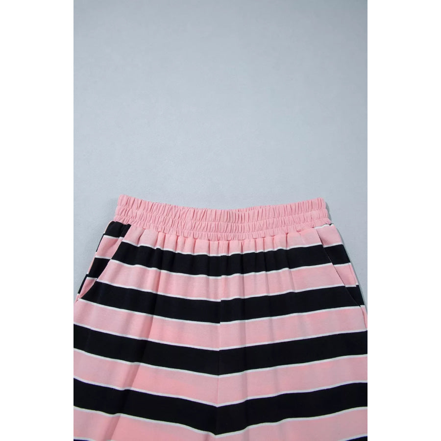 Stripe Loose Tee and Pants Two Piece Set Apparel Accessories