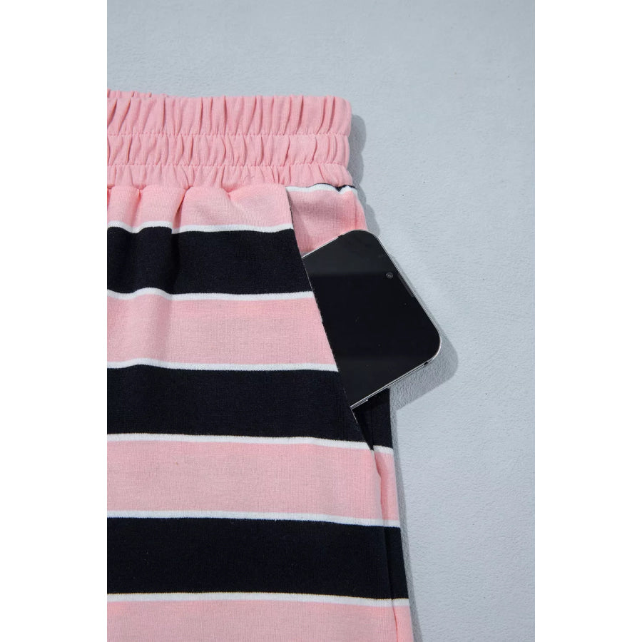 Stripe Loose Tee and Pants Two Piece Set Apparel Accessories