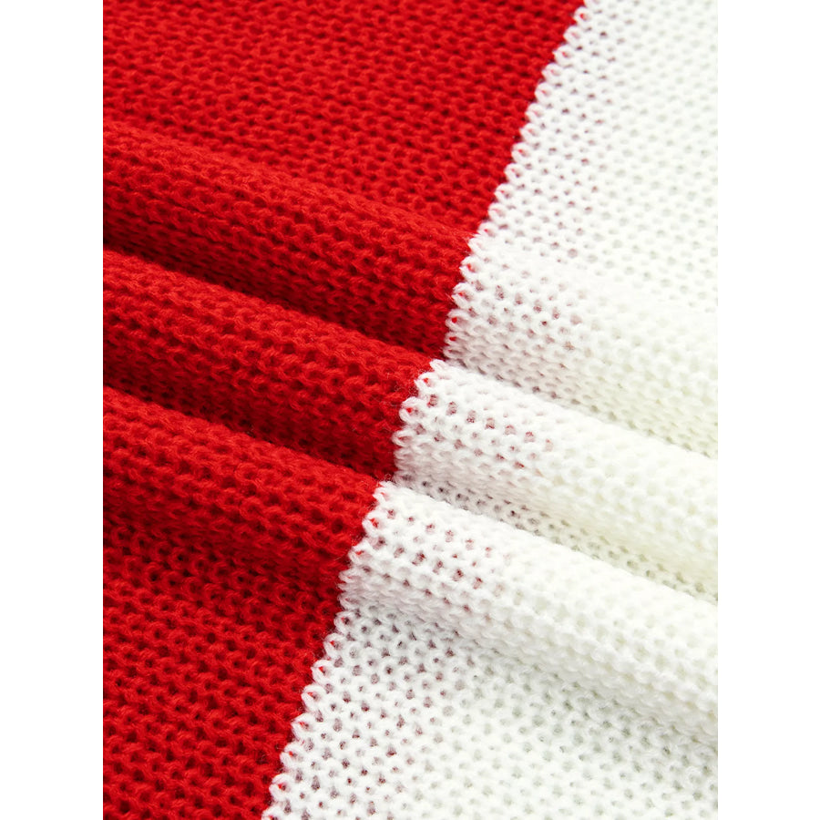 Stripe MERRY Drop Shoulder Long Sleeve Christmas Sweater Apparel and Accessories