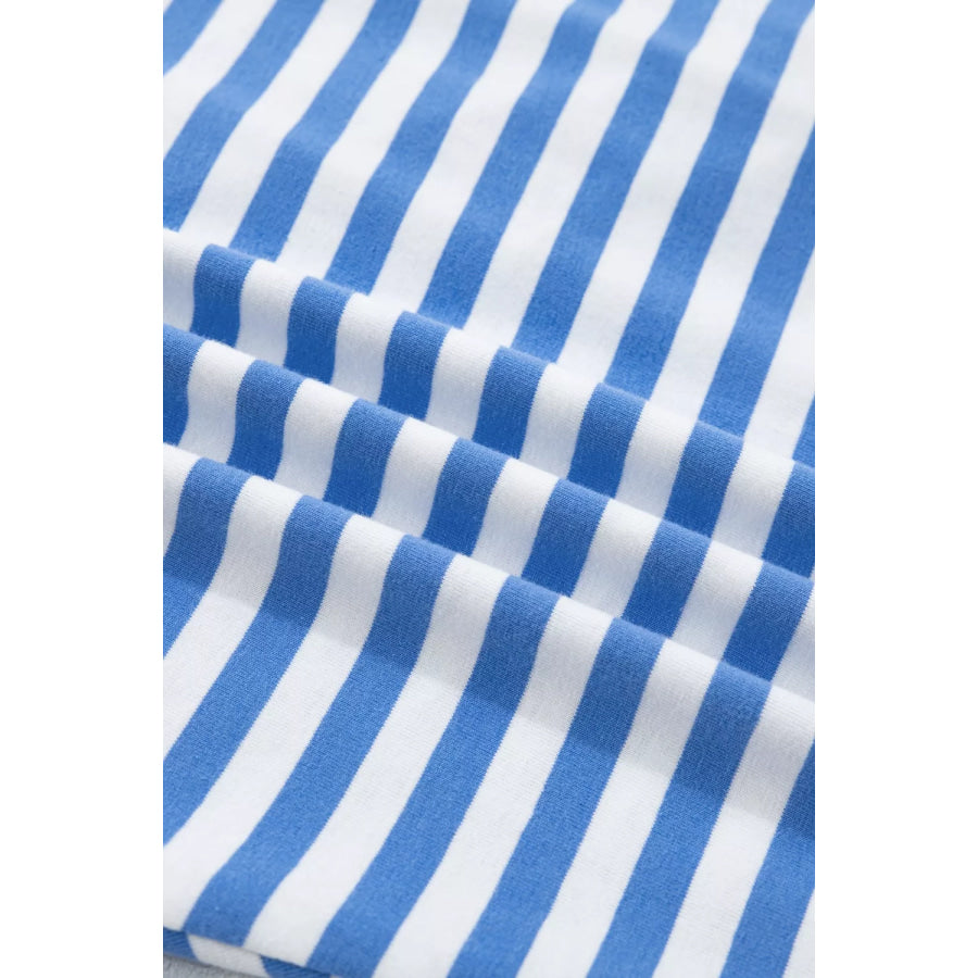 Stripe Nautical Tie Contrast Trim Round Neck T Shirt Mini Dress Apparel and Accessories