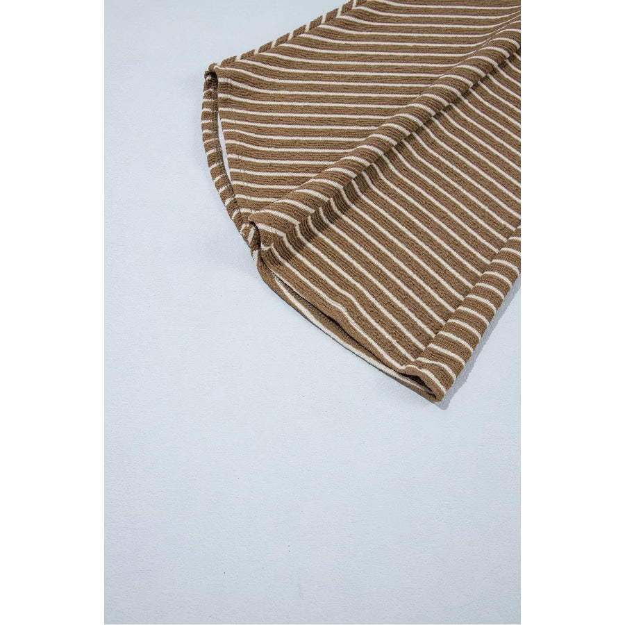 Stripe Patchwork Design Wide Leg Casual Pants Apparel and Accessories