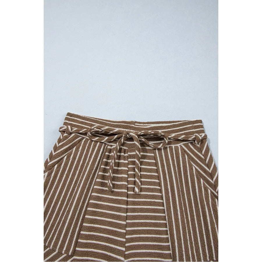 Stripe Patchwork Design Wide Leg Casual Pants Apparel and Accessories