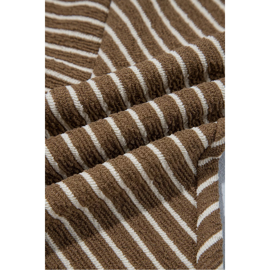 Stripe Patchwork Design Wide Leg Casual Pants Apparel and Accessories