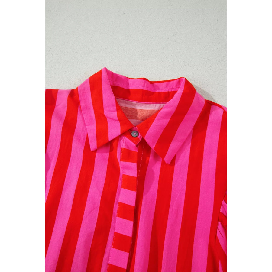 Stripe Puff Sleeve Blouse Apparel and Accessories