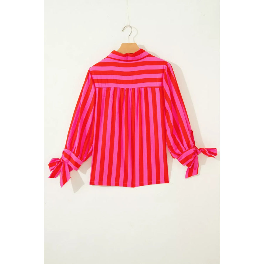 Stripe Puff Sleeve Blouse Apparel and Accessories