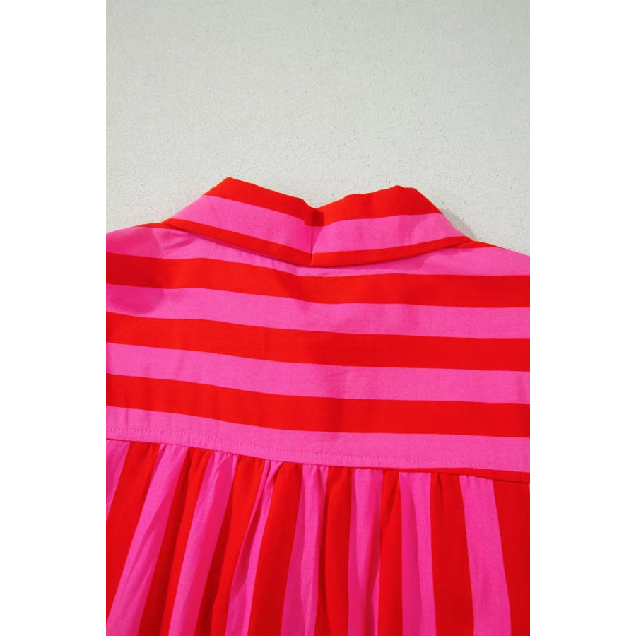 Stripe Puff Sleeve Blouse Apparel and Accessories
