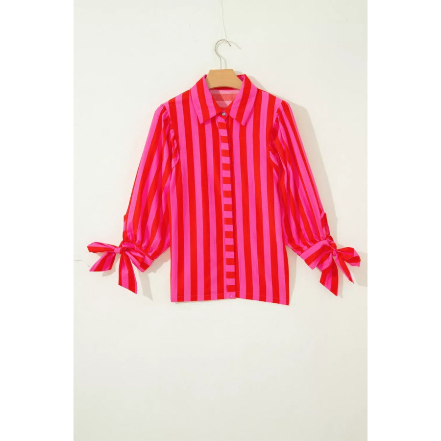 Stripe Puff Sleeve Blouse Apparel and Accessories