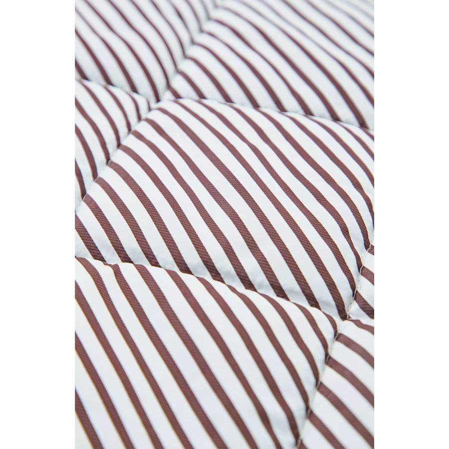 Stripe Quilted Wavy Hem Snap Button Vest Apparel and Accessories