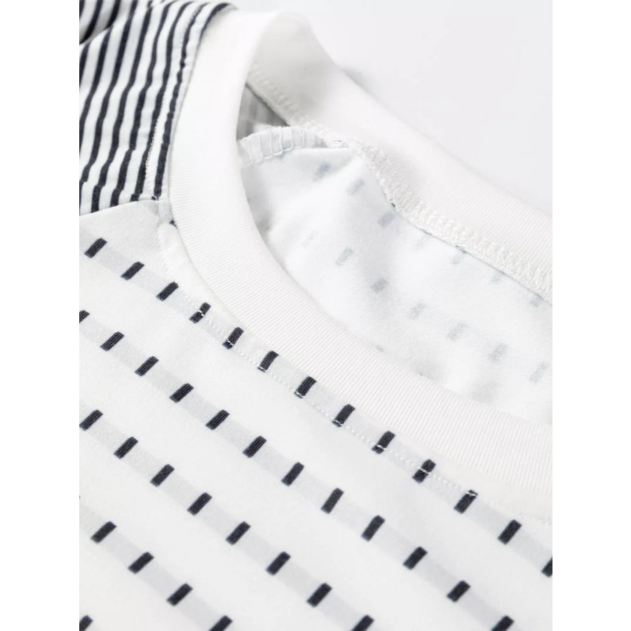 Stripe Raglan Patchwork Long Sleeve Top Apparel and Accessories