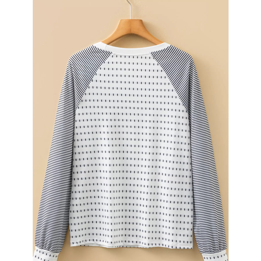 Stripe Raglan Patchwork Long Sleeve Top Apparel and Accessories