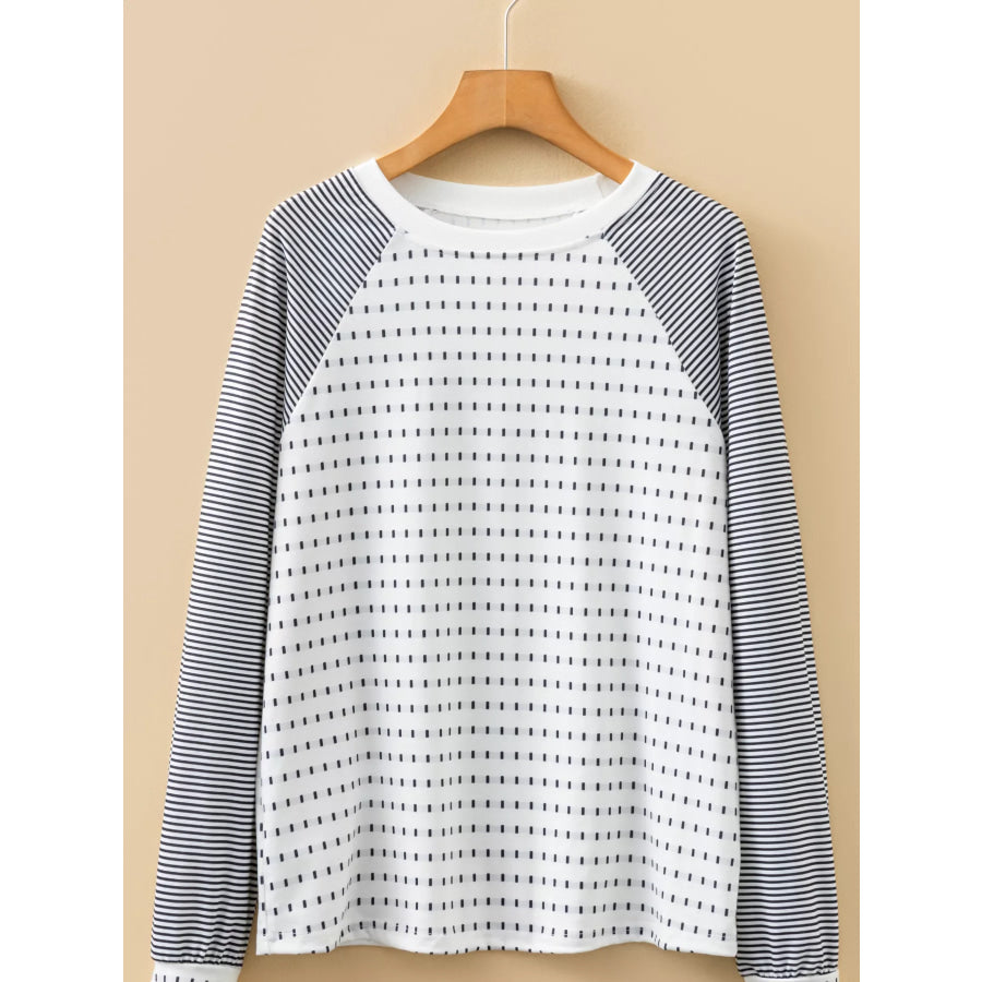 Stripe Raglan Patchwork Long Sleeve Top Apparel and Accessories