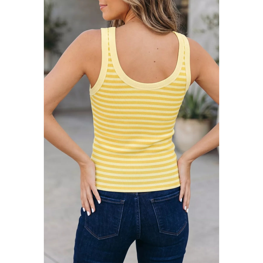 Stripe Ribbed Knit Slim Tank Top Apparel and Accessories