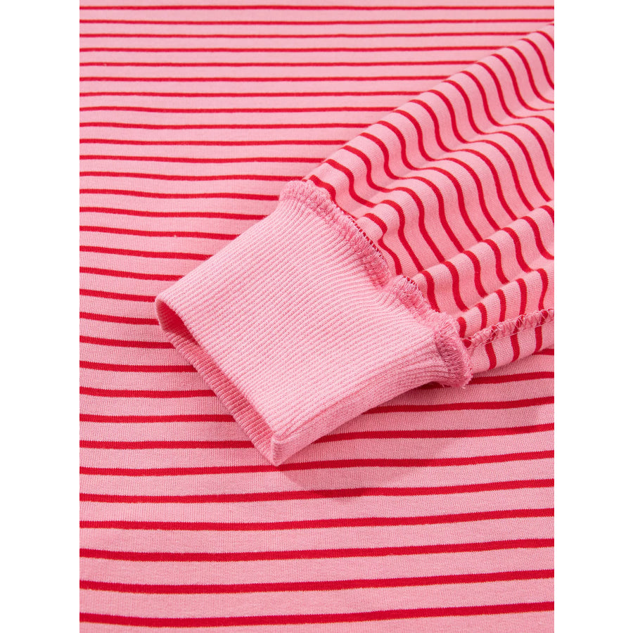 Stripe Ribbed Patchwork Mock Neck Baggy Pullover Matching Shorts Set Apparel and Accessories