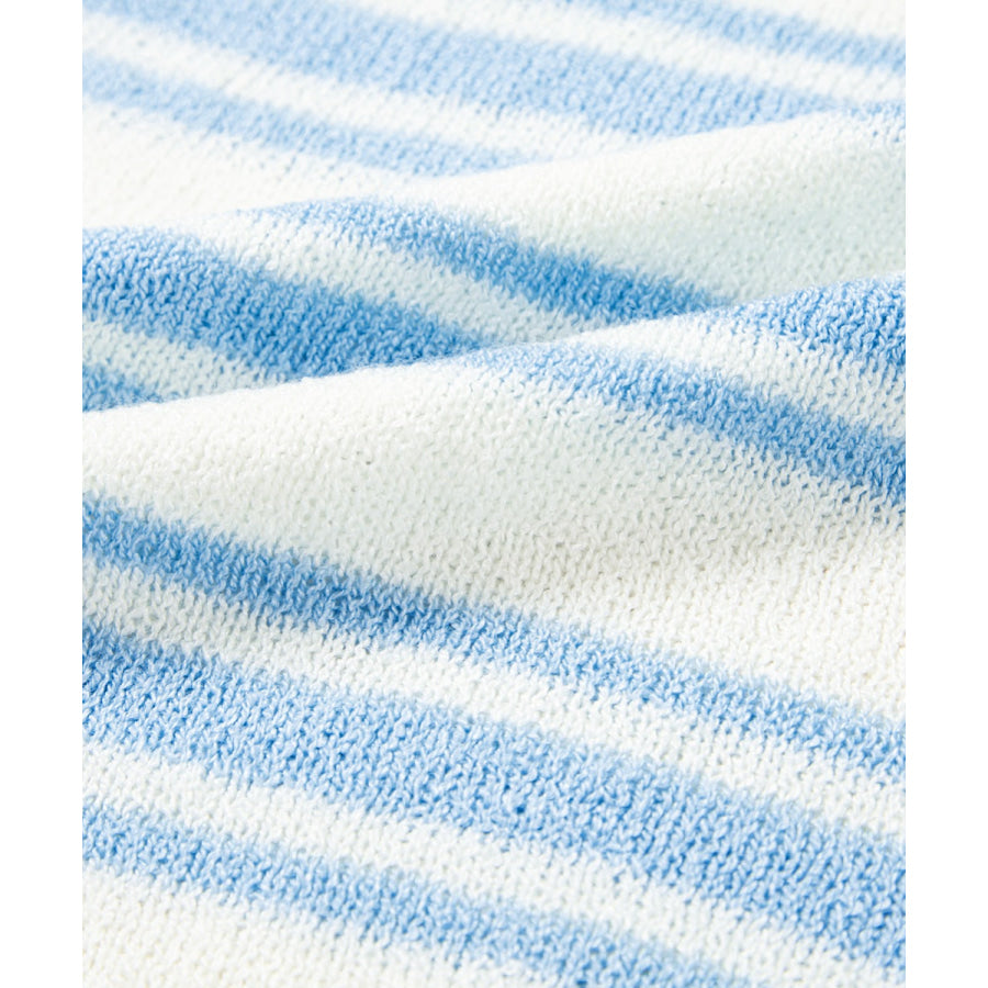 Stripe Round Neck Half Sleeve Knit Top Apparel and Accessories