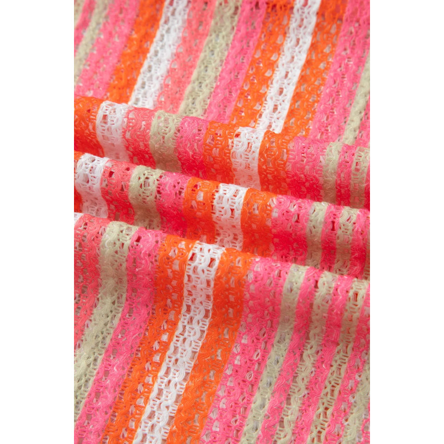 Stripe Ruffled Straps Ribbon Knot Flowy Vacation Maxi Dress Apparel and Accessories