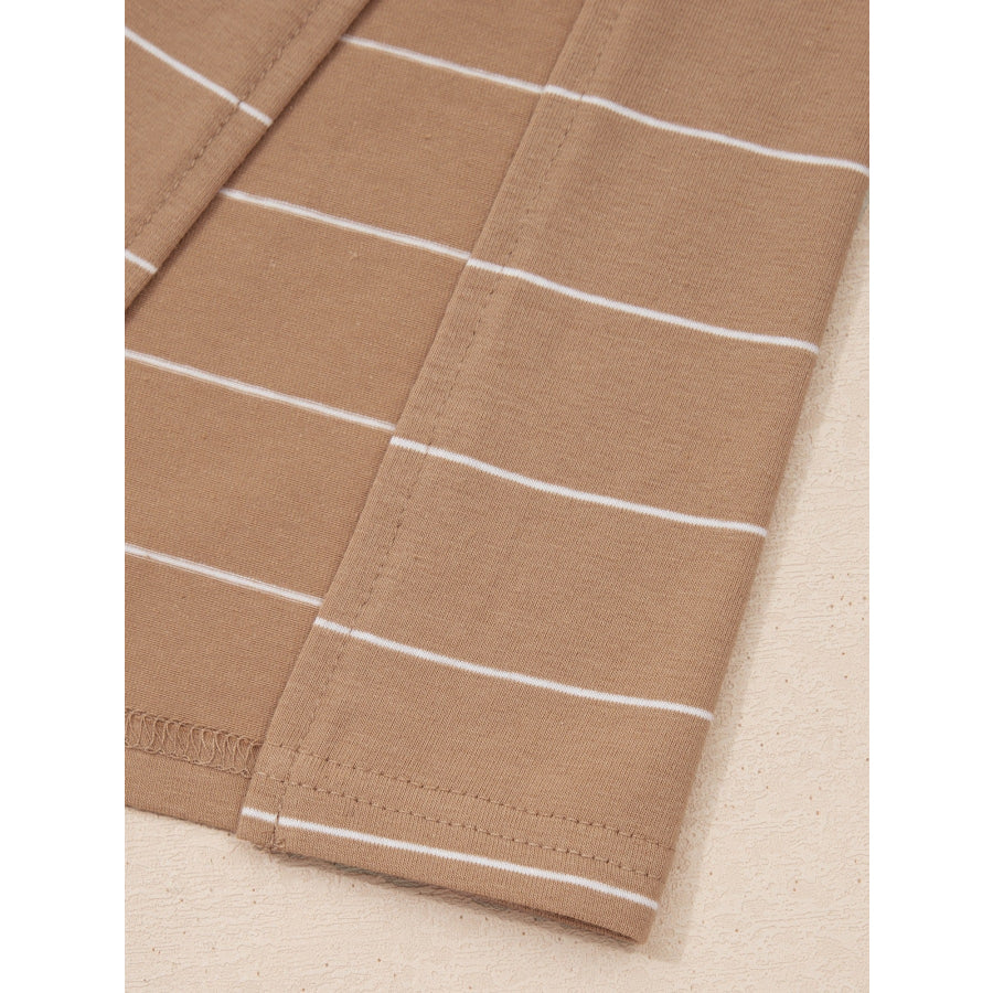 Stripe Short Sleeve Side Slit Maxi T Shirt Dress Apparel and Accessories