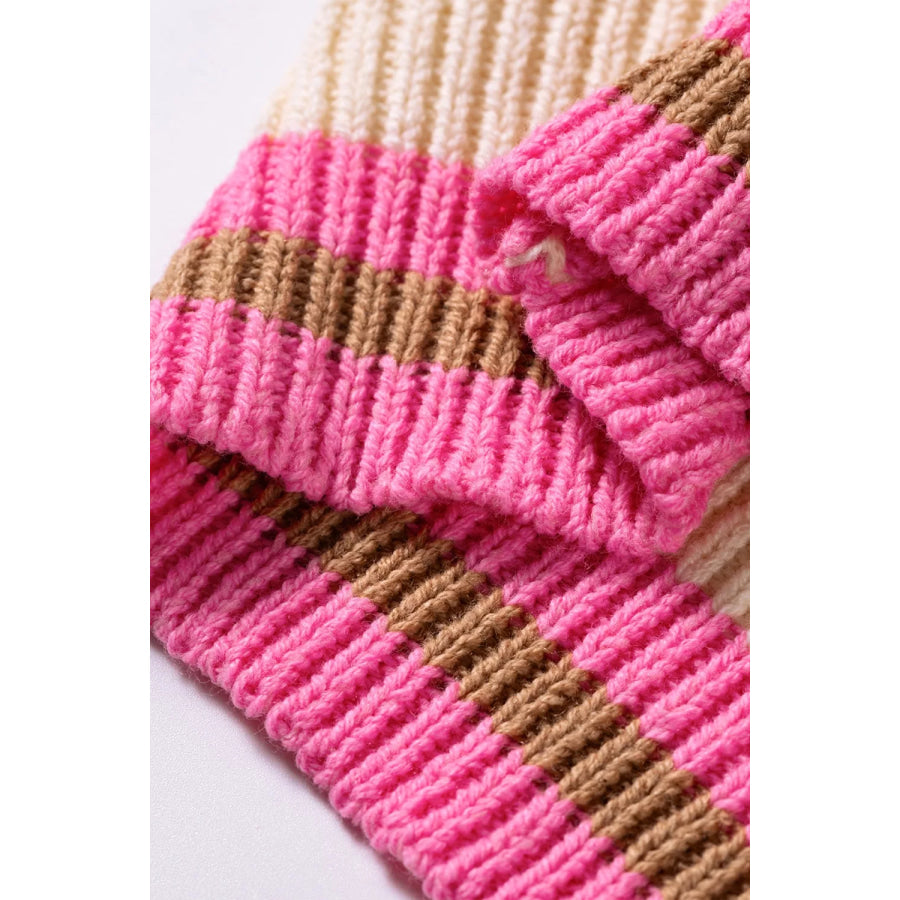Stripe Striped Colorblock Texture Drop Shoulder Sweater Apparel and Accessories