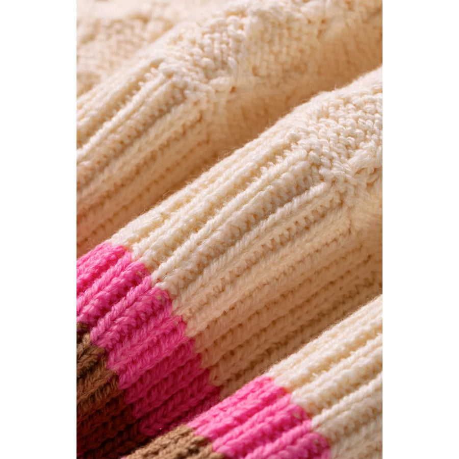 Stripe Striped Colorblock Texture Drop Shoulder Sweater Apparel and Accessories
