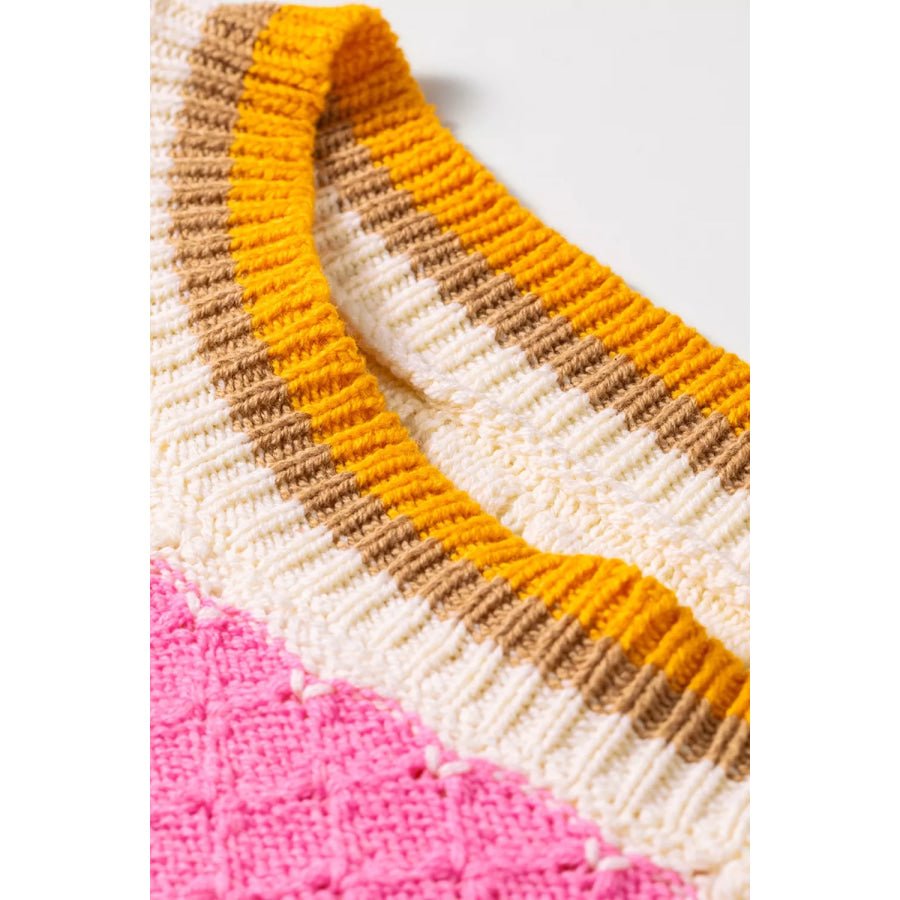Stripe Striped Colorblock Texture Drop Shoulder Sweater Apparel and Accessories