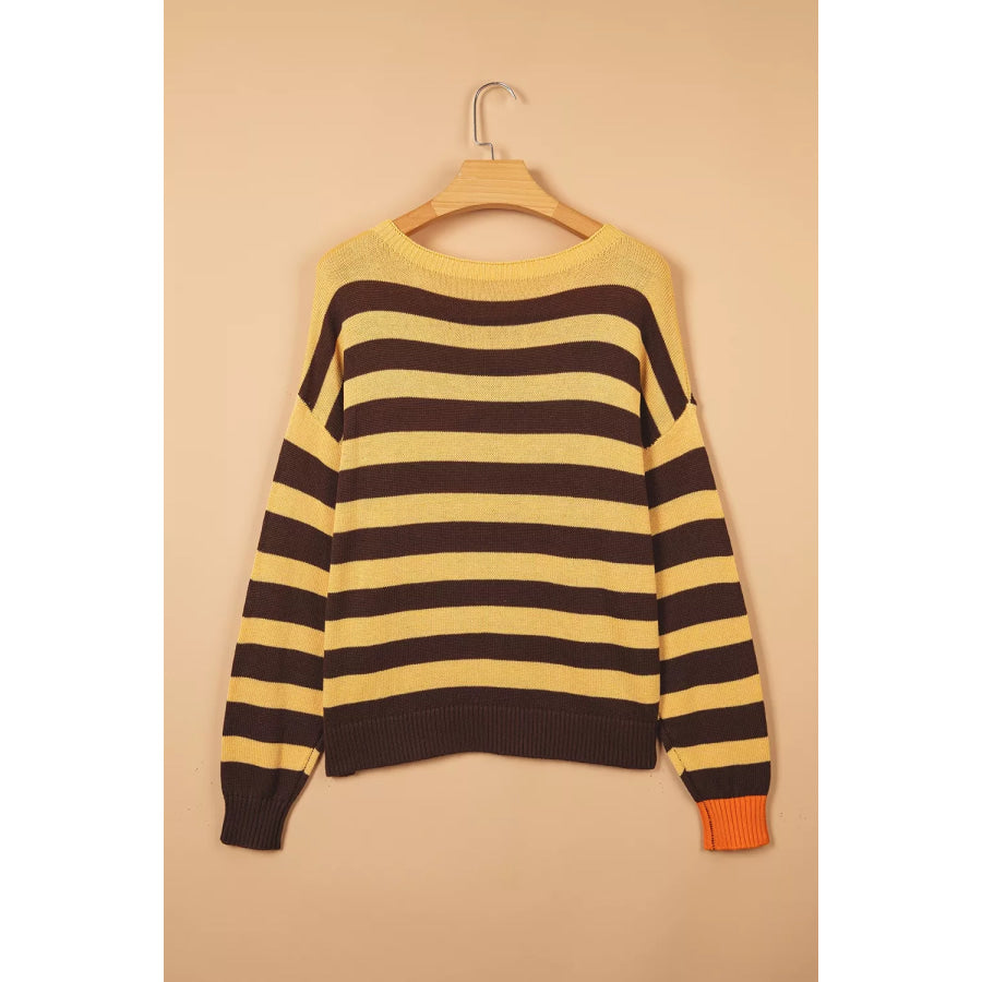 Stripe Striped Drop Shoulder Colorblock Pullover Sweater Apparel and Accessories