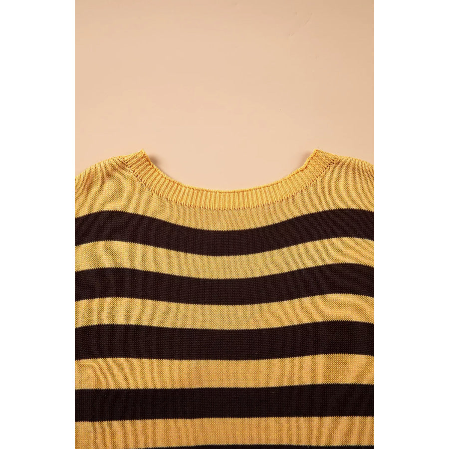 Stripe Striped Drop Shoulder Colorblock Pullover Sweater Apparel and Accessories