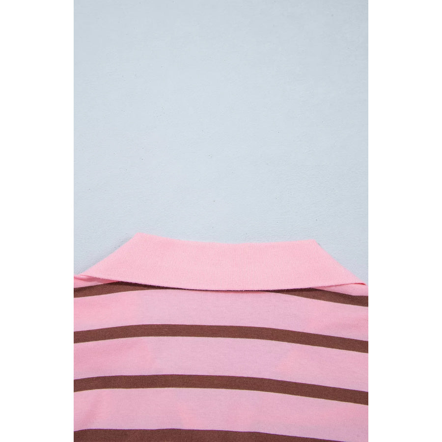 Stripe Striped Long Sleeve Collar Shift Top Apparel and Accessories